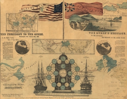 Picture of TELEGRAPH CHART OF AMERICA AND EUROPE 1858