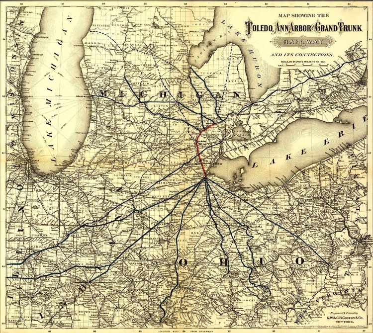 Picture of TOLEDO ANN ARBOR GRAND TRUNK RAILWAY 1881