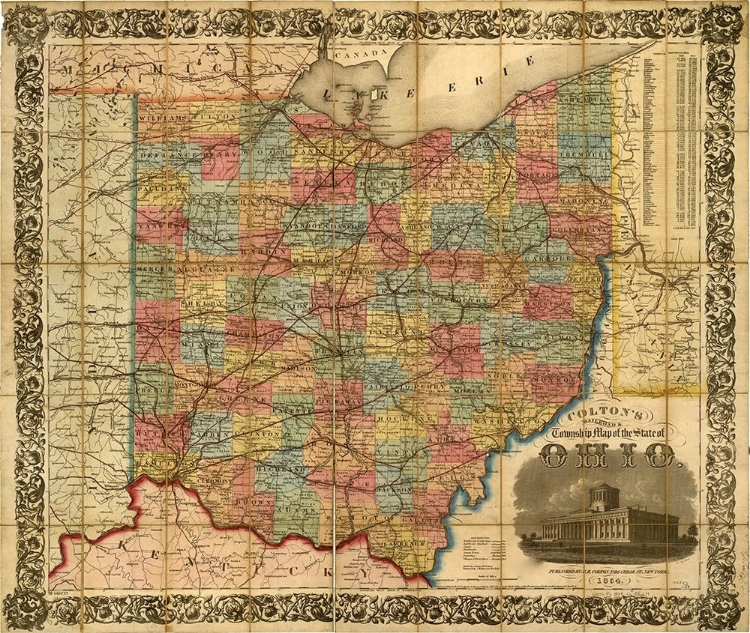 Picture of RAILROAD TOWNSHIP MAP OF THE STATES OF OHIO 1854