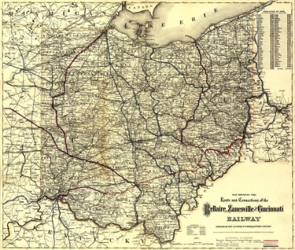 Picture of BELLAIRE ZANESVILLE AND CINCINNATI RAILWAY 1883