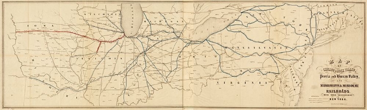 Picture of CHICAGO AND ROCK ISLAND PEORIA AND BUREAU VALLEY AND MISSISSIPPI AND MISSOURI RAILROADS 1852