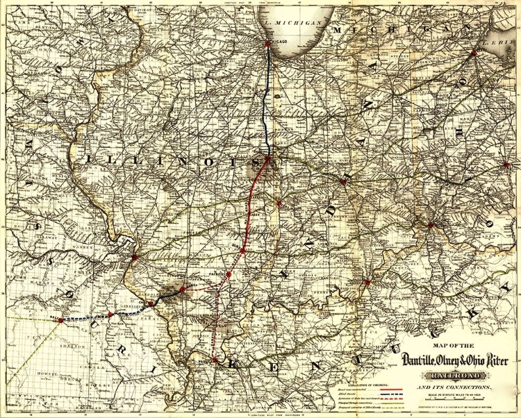 Picture of DANVILLE OLNEY AND OHIO RIVER RAILROAD 1881