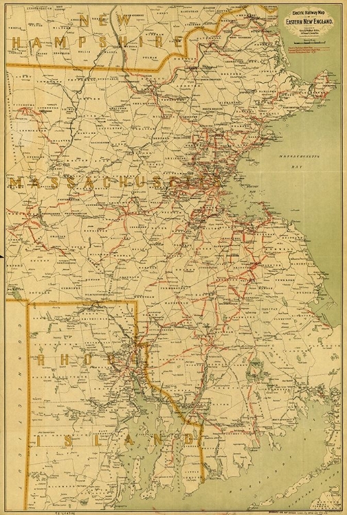 Picture of ELECTRIC RAILWAY MAP OF EASTERN NEW ENGLAND 