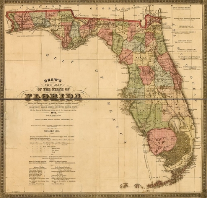 Picture of FLORIDA RAILWAY AND TOWNSHIP MAP 1874