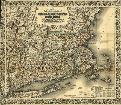 Picture of MASSACHUSETTS RHODE ISLAND AND CONNECTICUT 1853
