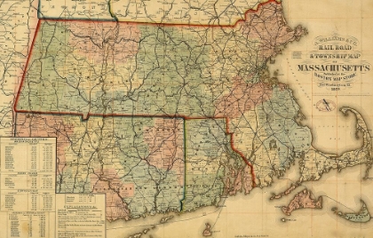 Picture of RAILROAD AND TOWNSHIP MAP OF MASSACHUSETTS 1879
