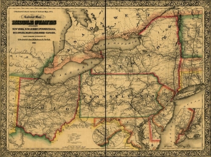 Picture of MIDDLE STATES INCLUDING NEW YORK NEW JERSEY PENNSYLVANIA DELAWARE MARYLAND OHIO AND CANADA 1862