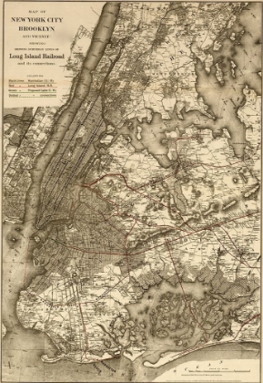 Picture of NEW YORK CITY BROOKLYN AND VICINITY SHOWING SURFACE AND ELEVATED RAILROADS 1885
