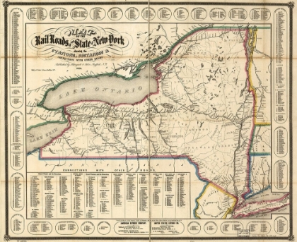 Picture of NEW YORK SHOWING THE STATIONS DISTANCES AND CONNECTIONS WITH OTHER ROADS 1858