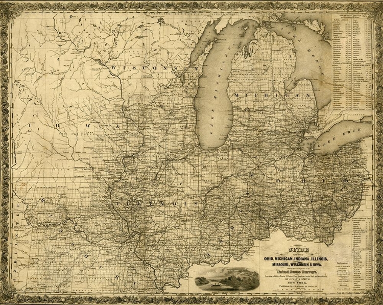 Picture of OHIO MICHIGAN INDIANA ILLINOIS MISSOURI WISCONSIN AND IOWA 1840