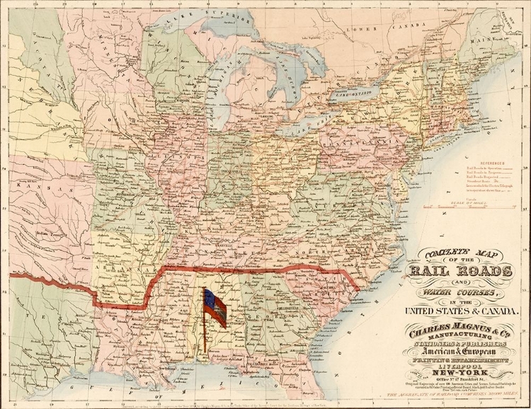 Picture of RAILROADS AND WATER COURSES IN THE UNITED SATES AND CANADA