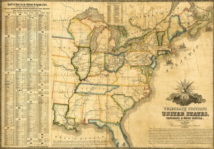 Picture of TELEGRAPH STATIONS IN THE UNITED STATES CANADA AND NOVA SCOTIA 1853