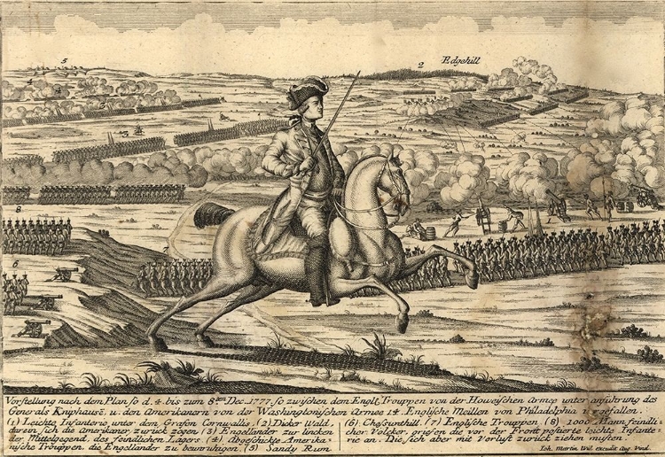 Picture of ENGLISH GENERAL HOWES TROOPS WITH GERMAN GENERAL KNYPEHAUSEN 1777