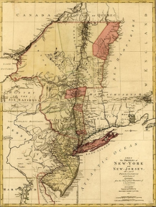Picture of PROVINCES OF NEW YORK AND NEW JERSEY WITH A PART OF PENNSYLVANIA AND THE PROVINCE OF QUEBEC 1777