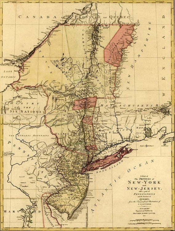 Picture of PROVINCES OF NEW YORK AND NEW JERSEY WITH A PART OF PENNSYLVANIA AND THE PROVINCE OF QUEBEC 1777