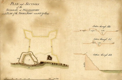 Picture of PLAN AND SECTIONS OF THE REDOUBT AT BILLINGSFORT 1777