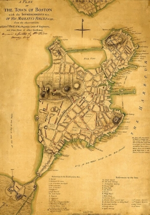 Picture of PLAN OF THE TOWN OF BOSTON WITH BRITISH ENTRENCHMENTS 1775 