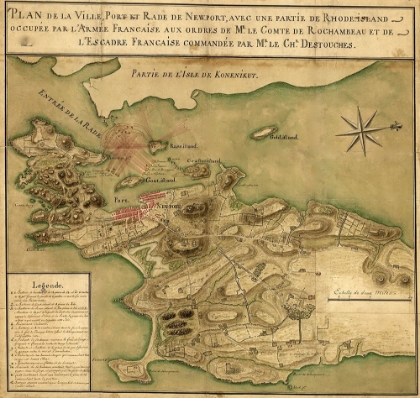 Picture of NEWPORT FORTIFICATIONS FIELDS OF FIRE AND POSITIONS OF FRENCH NAVAL VESSELS 1779 