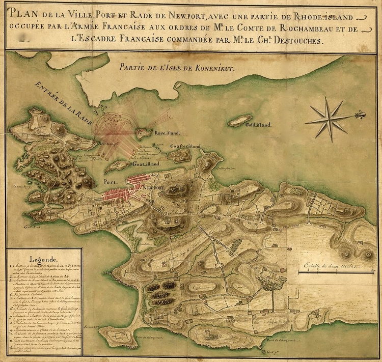 Picture of NEWPORT FORTIFICATIONS FIELDS OF FIRE AND POSITIONS OF FRENCH NAVAL VESSELS 1779 