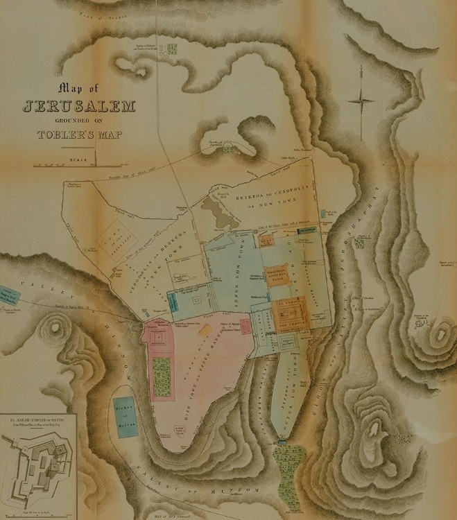 Picture of SEMI ANTIQUE MAP OF JERUSALEM