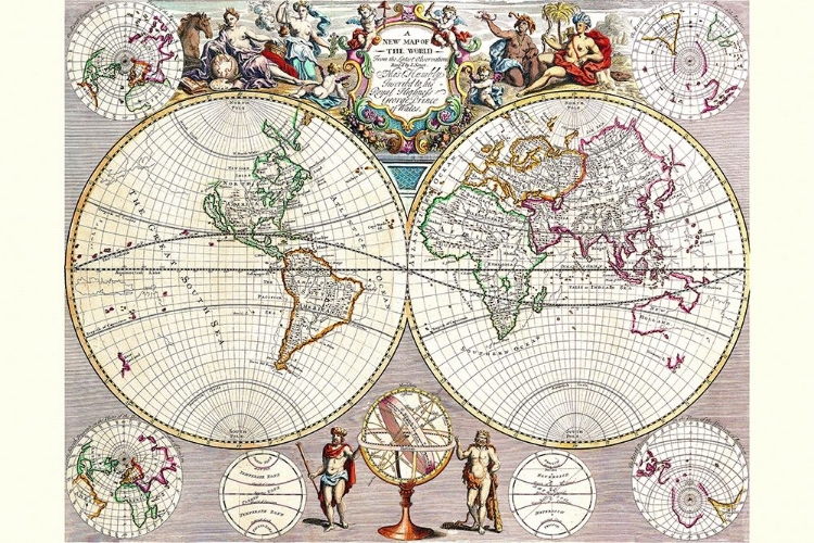 Picture of WORLD MAP WITH FIGURAL REPRESENTATIONS OF THE WORLDS PEOPLES