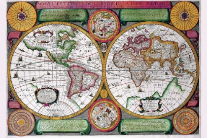 Picture of STEREOGRAPHIC WORLD MAP OF THE EASTERN AND WESTERN HEMISPHERES