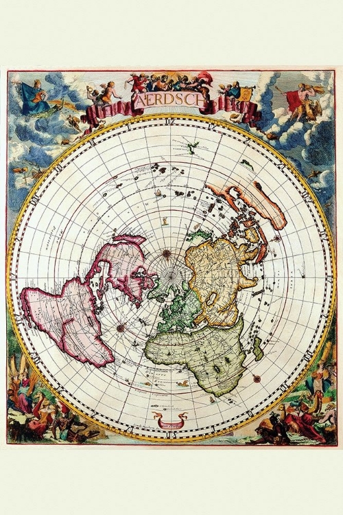 Picture of POLAR PROJECTION MAP OF THE WORLD