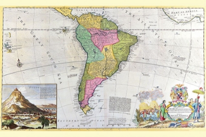 Picture of ANTIQUE MAP OF SOUTH AMERICA