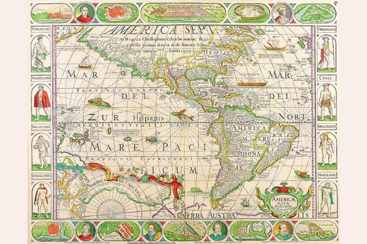 Picture of THE AMERICAS AT THE TIME OF COLUMBUS PRINTED IN 1658