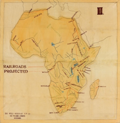 Picture of RAILROAD MAP OF AFRICA 1908 PROJECTED ROUTES