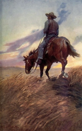 Picture of HORSE IN SUNSET FROM WINSTON OF THE PRAIRIE 1907