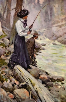 Picture of LADY FISHING FROM THE GREATER POWER 1909