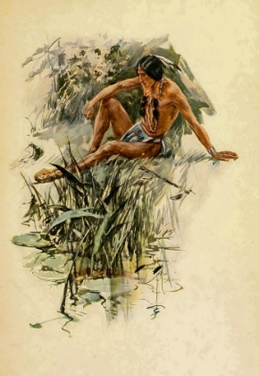 Picture of INDIAN BY THE RIVER FROM THE SONG OF HIAWATHA 1906