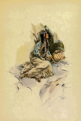 Picture of INDIAN WOMAN WITH POT FROM THE SONG OF HIAWATHA 1906