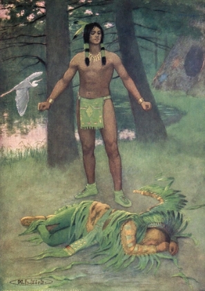 Picture of HE LAY THERE DEAD FROM STORY OF HIAWATHA 1910