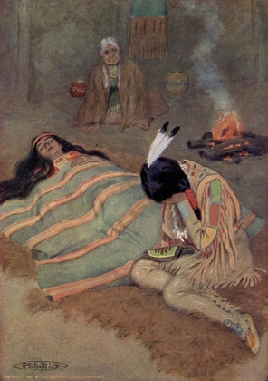 Picture of SEVEN LONG DAYS AND NIGHTS HE SAT THERE FROM STORY OF HIAWATHA 1910