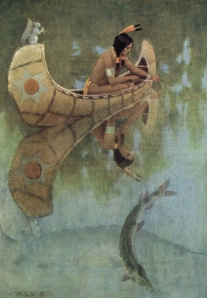 Picture of TAKE MY BAIT OH KING OF FISHES FROM STORY OF HIAWATHA 1910