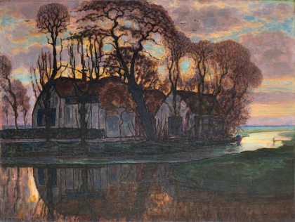 Picture of FARM NEAR DUIVENDRECHT-IN THE EVENING