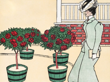 Picture of WOMAN IN ROSE GARDEN