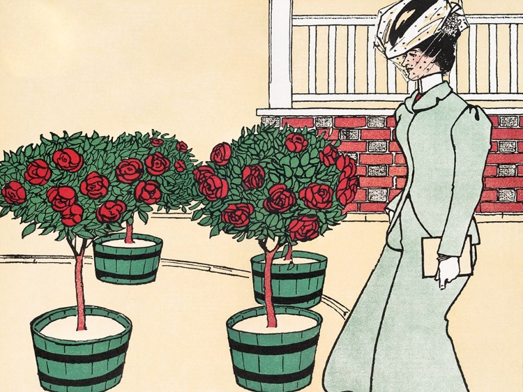 Picture of WOMAN IN ROSE GARDEN