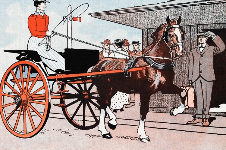 Picture of WOMAN IN A HORSE CARRIAGE
