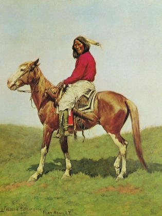 Picture of INDIAN WARRIOR ON HORSE-FORT RENO