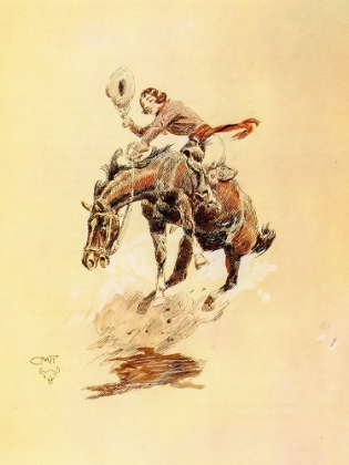 Picture of BUCKING HORSE AND COWGIRL