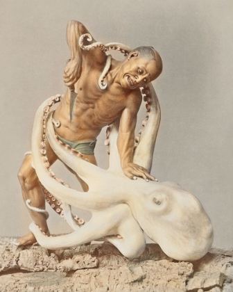Picture of WOOD CARVING MAN AND OCTOPUS