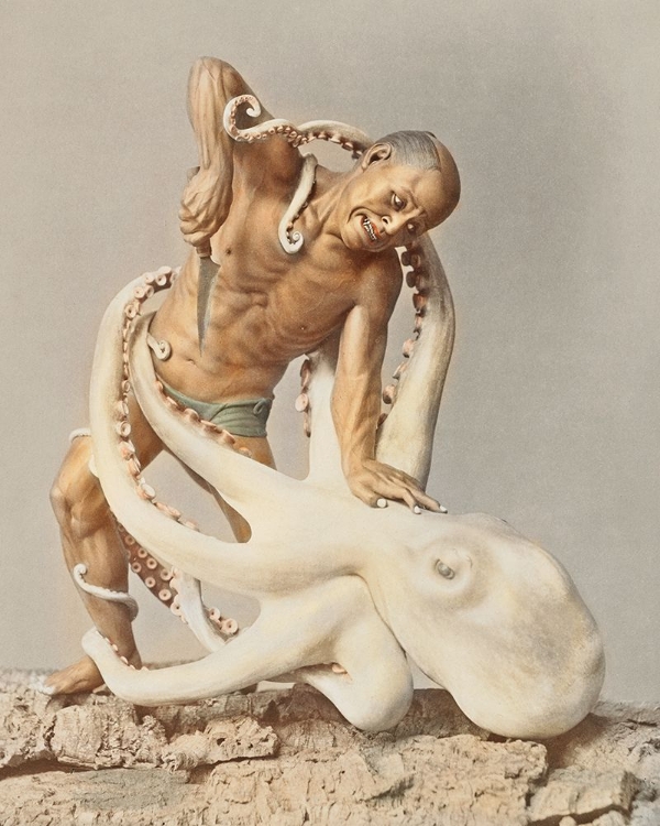 Picture of WOOD CARVING MAN AND OCTOPUS