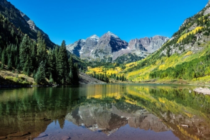 Picture of AUTUMNAL VIEW OF ROCKY MOUNTAIN PEAKS CALLED THE MAROON BELLS-COLORADO