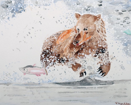 Picture of GRIZZLY CHASING SALMON