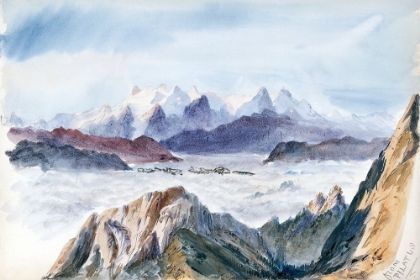 Picture of ISELLE FROM MOUNT PILATUS FROM SPLENDID MOUNTAIN WATERCOLOURS SKETCHBOOK