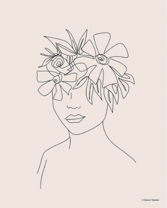Picture of HEAD FULL OF FLOWERS LINE DRAWING