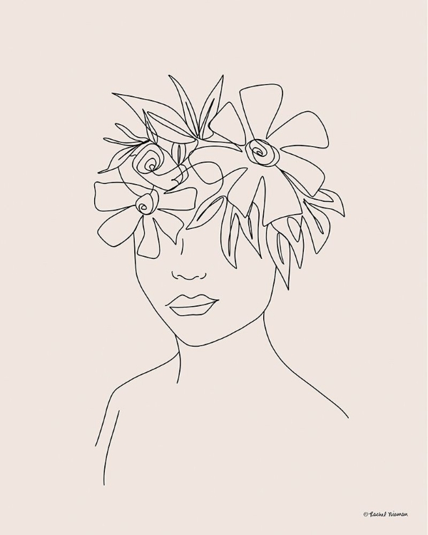 Picture of HEAD FULL OF FLOWERS LINE DRAWING